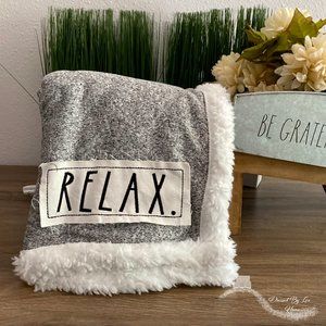 NWT HTF Rae Dunn RELAX Throw Blanket